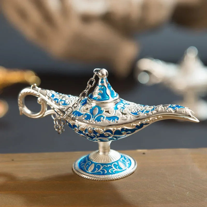 12cm (4.7") Lampes de Génie Magique Aladdin Rares et Creuses Classiques, Brûleurs d'Encens, Lampe à Huile Rétro, Décoration de Maison, Cadeau
