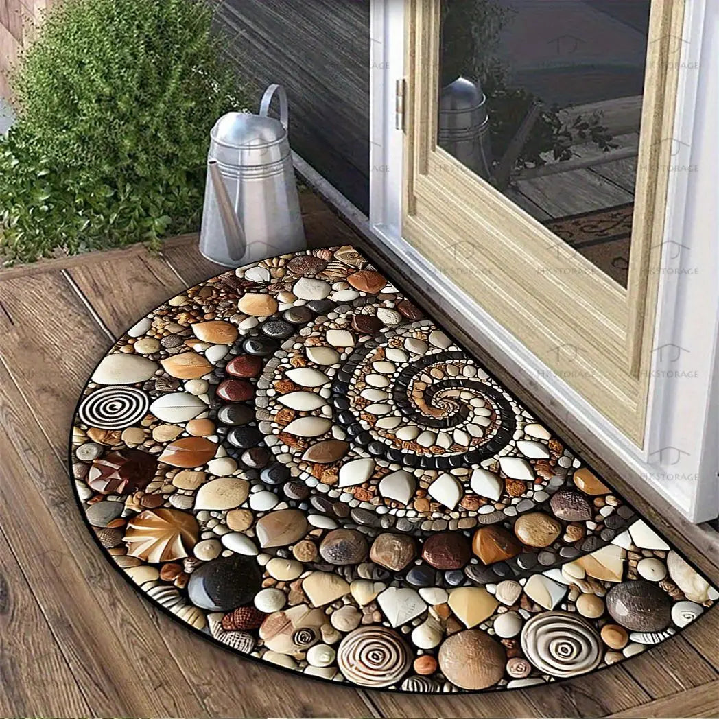 Tapis de sol demi-cercle VIKAMA imprimés avec motifs floraux, paillassons d'entrée, tapis de porte de salle de bain résistants à la saleté