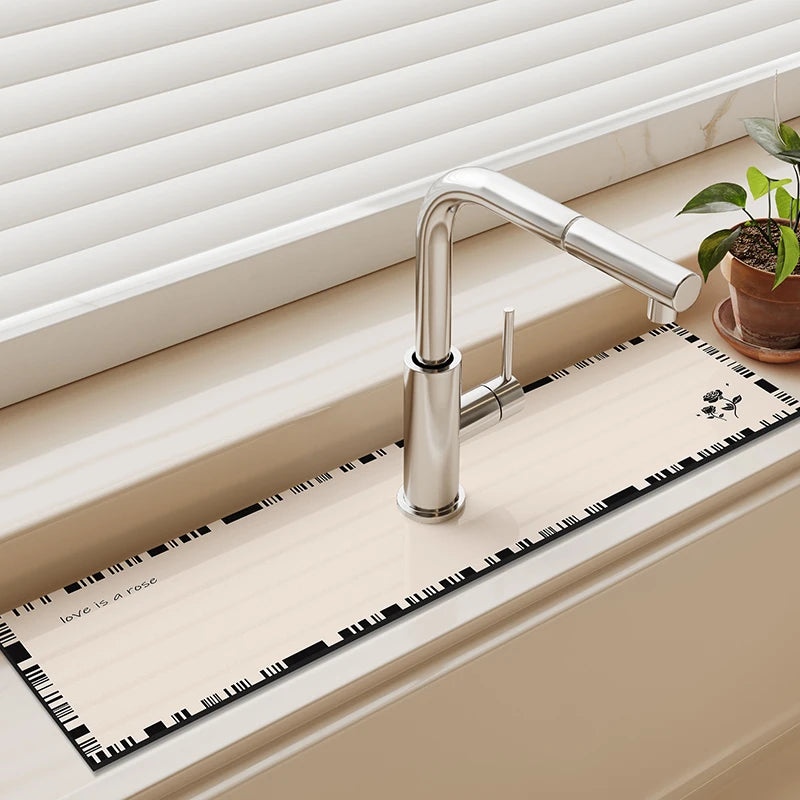 Alfombrilla para grifo de fregadero, alfombrilla de cocina, alfombrilla de drenaje, alfombrilla de mesa absorbente, alfombrilla antideslizante de diatomita para baño, protección impermeable para encimera.