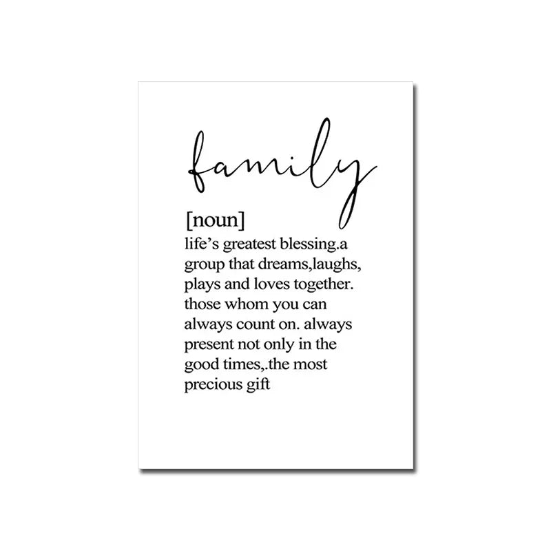 Happy Family Quote Wall Art Black White Poster Love Heart Print Nordic Canvas Painting Minimalist Picture Living Bedroom Decor