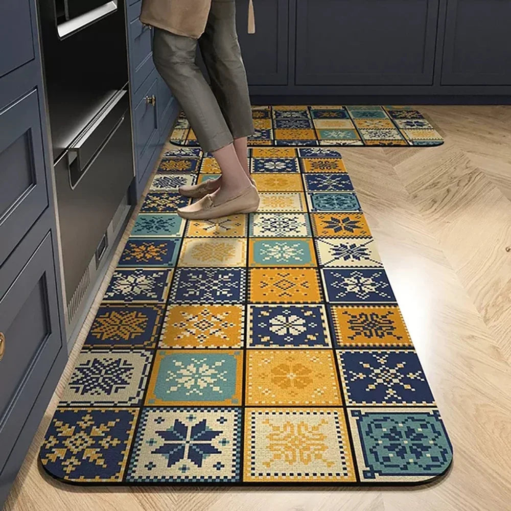 VIKAMA 1/2PCS Alfombra de cocina resistente al aceite, alfombra de baño absorbente de secado rápido, felpudo antideslizante para decoración del hogar