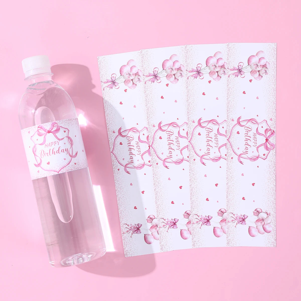 Pegatinas de botellas con lazo rosa, decoración de fiesta de 1er cumpleaños, para niñas, bodas, fiestas de cumpleaños, suministros, recuerdos, decoración de baby shower