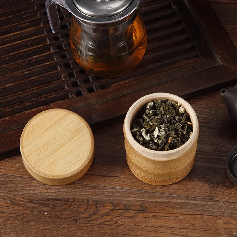Boîte de rangement de thé en bambou naturel, boîte de rangement d'aliments, boîte de rangement de noix et d'épices, boîte de thé, pot organisateur écologique, récipients de cuisine