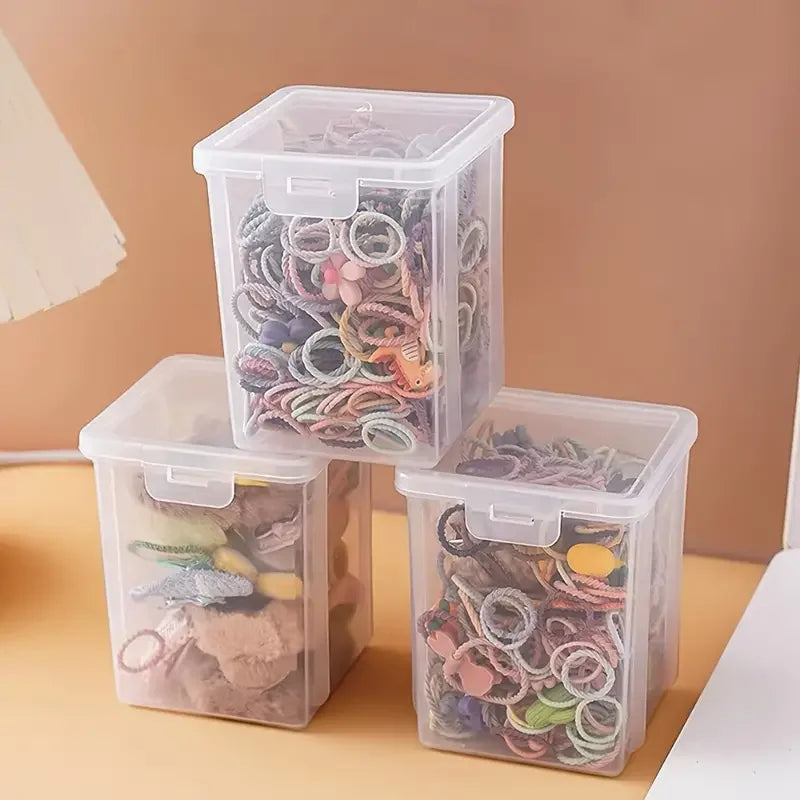 1 boîte de rangement empilable transparente pour accessoires de cheveux avec couvercle à clip – Antipoussière, étanche, organisateur en plastique pour bijoux