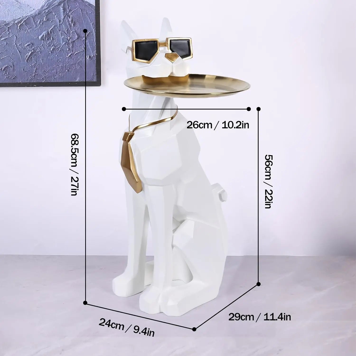 Table d'appoint moderne pour chien géométrique avec plateau, design de majordome, table décorative en forme d'animal pour salon, décoration intérieure