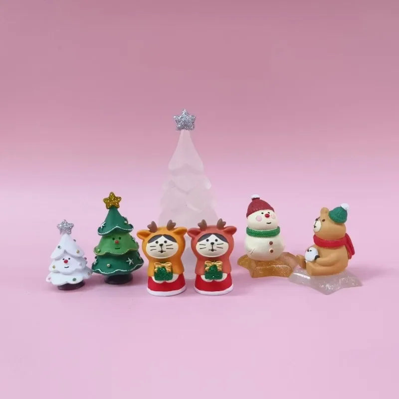 Ornements de Noël en Résine Scènes Maison Jouets Tendance Figurines Décorations Poupées ZAKKA Chats 2025 Petits Ornements