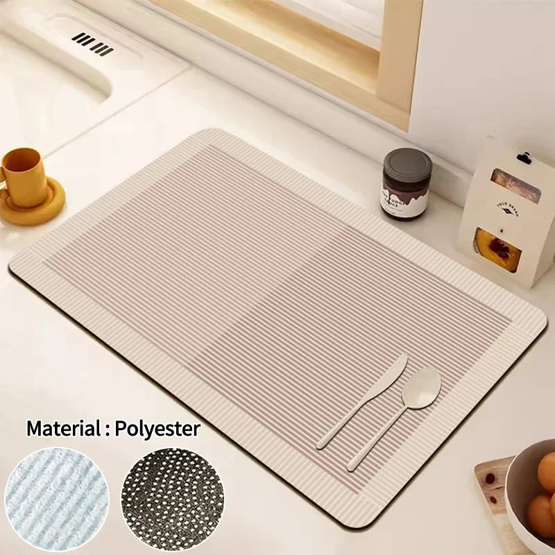 VIKAMA Mantel Individual Súper Absorbente de Mármol Negro para Secar Platos, Alfombrilla Antideslizante para Botellas de Cocina, Vajilla de Lujo para Tetera, Bar, Mostrador