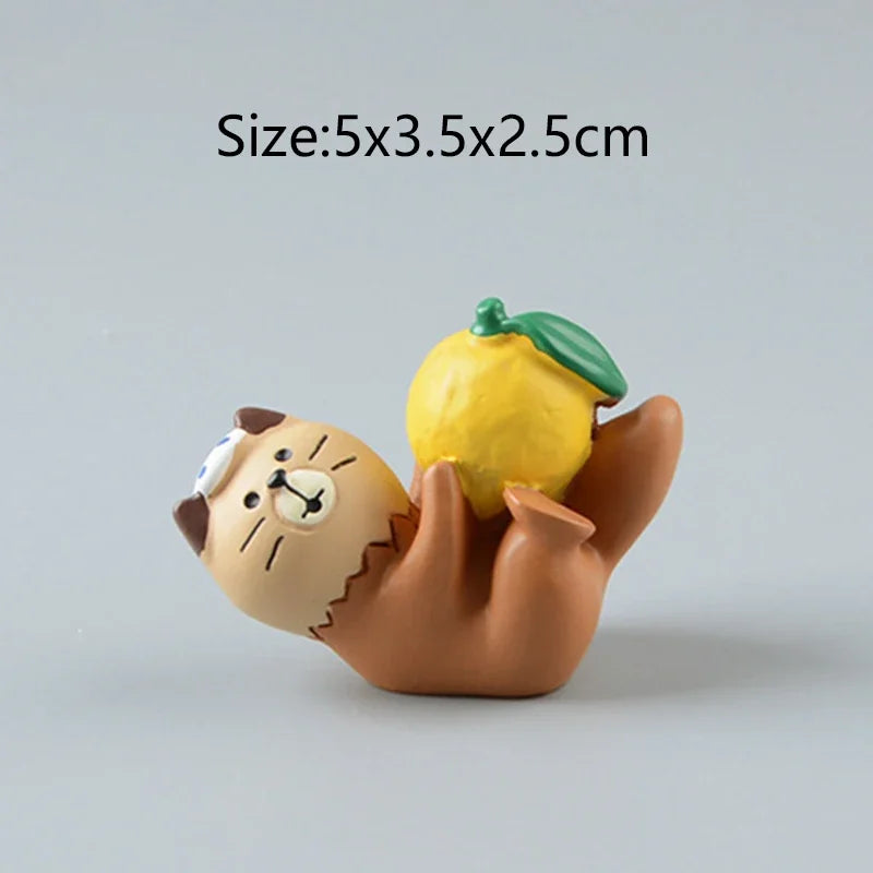 ZAKKA Lindas figuras de gato bebiendo Shiba Inu, modelo de resina, árbol de pomelo, jardín de hadas, decoración de escritorio, regalos