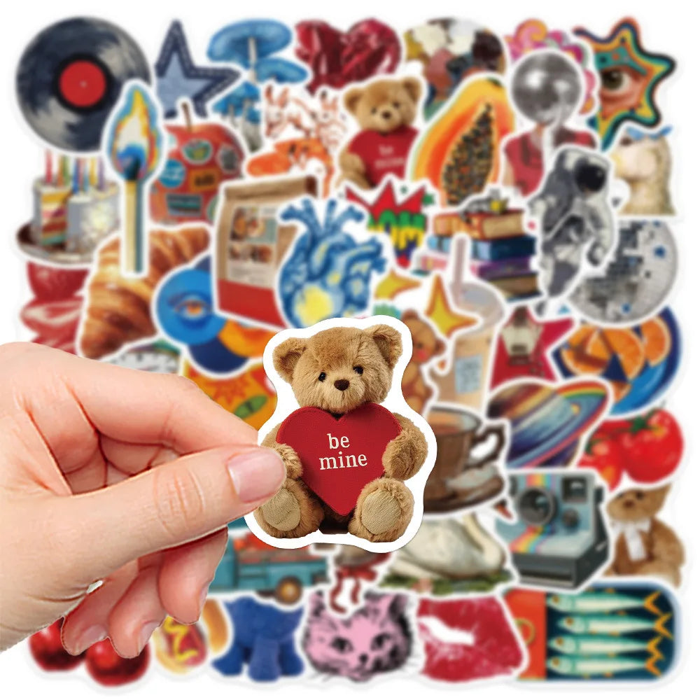 50/100PCS Vintage Y2K Graffiti Sticker Decorative Phone Refrigerator Water Water Bottles PVC Waterproof Sticker