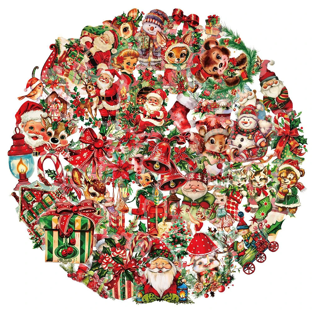 10/30/50 Pièces Autocollants Rétro Mignon Père Noël Dessin Animé Noël pour Ordinateur Portable Téléphone Scrapbook Valise Mural Enfant Jouets Classiques