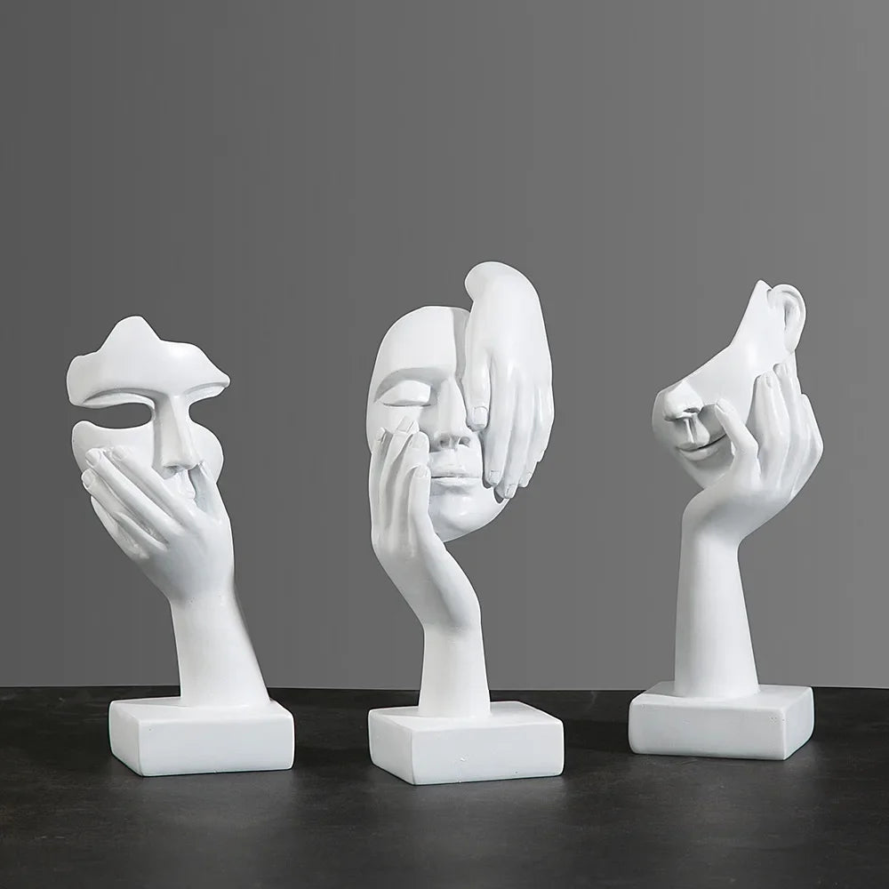 Statues de masques abstraits en résine Figurines miniatures européennes pour l'intérieur, la maison, le bureau, le bureau, la figurine de bureau, l'ornement, le cadeau