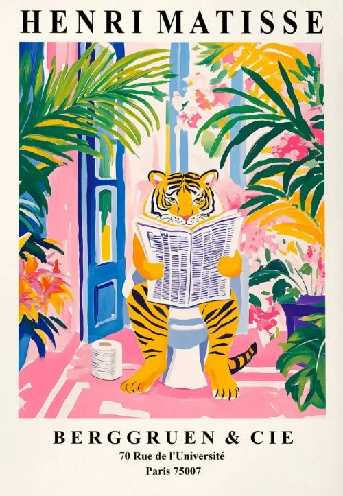 Matisse Animals in The Bathroom Poster Wild Animals Matisse Art Painting Wall Decor Colorful Wall Decoration Canvas Prints Gift