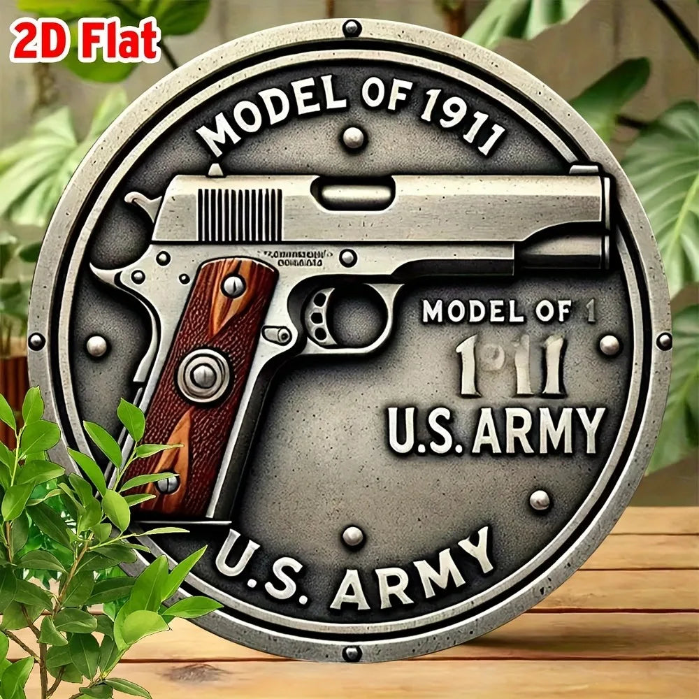 Retro Military Vintage Aluminum Sign - 7.8x7.8" 2D Flat Wall Art, Bar Cafe Beach House Decor