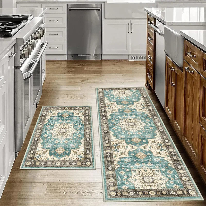 VIKAMA 1/2PCS Alfombras de cocina bohemias antideslizantes lavables para baño, felpudos para puerta, pasillo, alfombras de pasillo, decoración del hogar