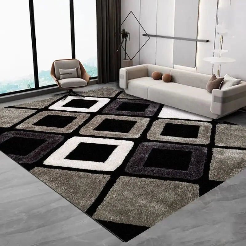 VIKAMA Nordic Simple Alfombra Sala de estar Mesa de centro Franela Alfombra grande Antideslizante Dormitorio Mesita de noche Alfombrilla Decoración del hogar
