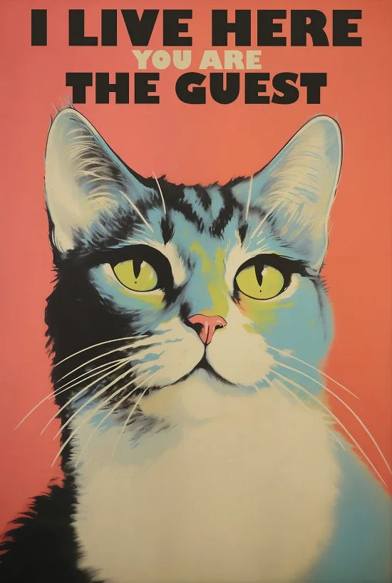 Póster divertido vintage de gatos y perros, arte de pared retro de moda, lienzo impreso, póster divertido de gatos retro, decoración de pared funky