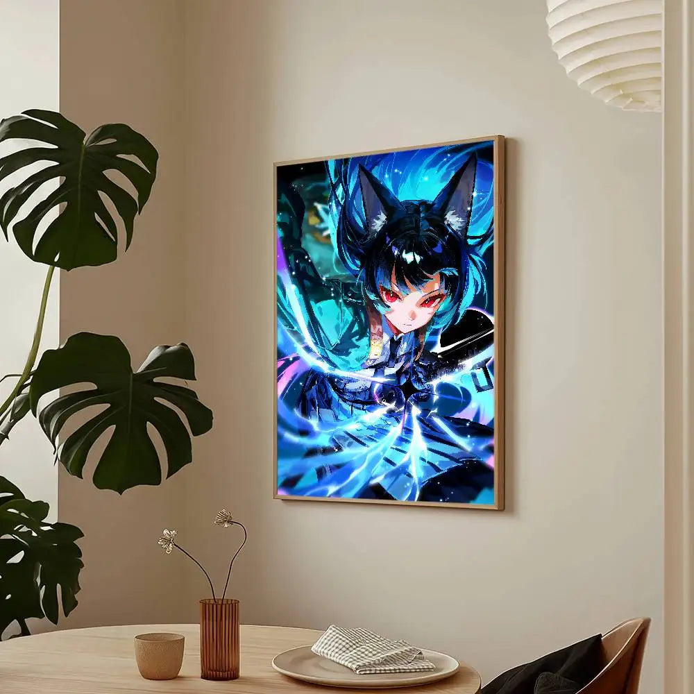 Póster Zenless Zone Zero Hoshimi Miyabi, Impresión de Arte de Pared Adhesivo, Impermeable, Decoración Estética para Hogar, Sala de Estar, Dormitorio, Bar
