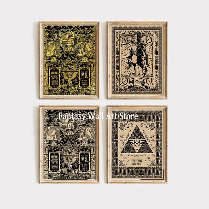 Póster vintage del juego Z-zelda, decoración de pared Leyenda de Zzelda, impresiones clásicas de videojuegos en lienzo, decoración de pared, decoración de sala de juegos
