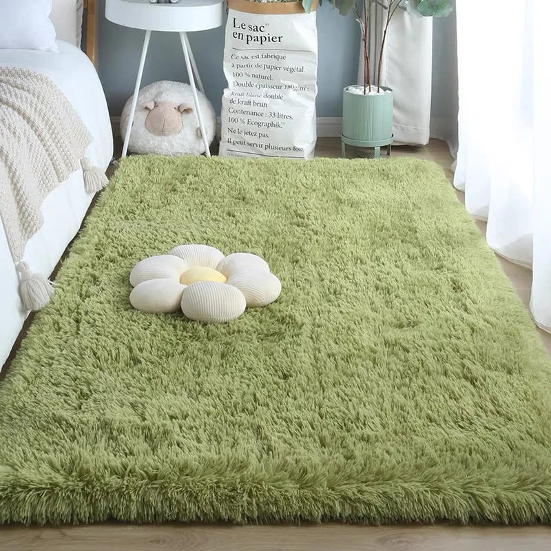 Alfombra de seda y lana VIKAMA para dormitorio, sala de estar, estilo nórdico, tapetes para el hogar, decoración del hogar