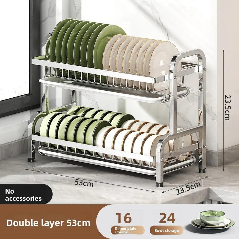 Rejilla de secado de platos de acero inoxidable, escurreplatos compacto de cocina, juego de escurridores, escurridor grande a prueba de óxido con soporte para utensilios