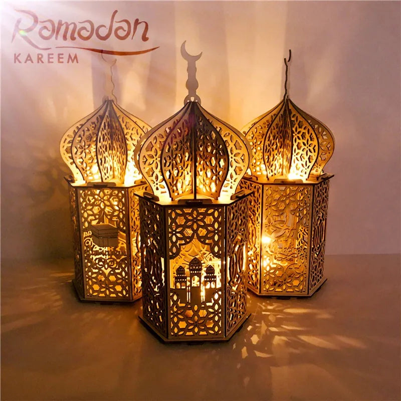 Adorno de Palacio de Madera Decoración de Ramadán para el Hogar Ayuda Eid Mubarak Ramadán Kareem Decoración para Fiesta de Festival Islámico Musulmán 2025
