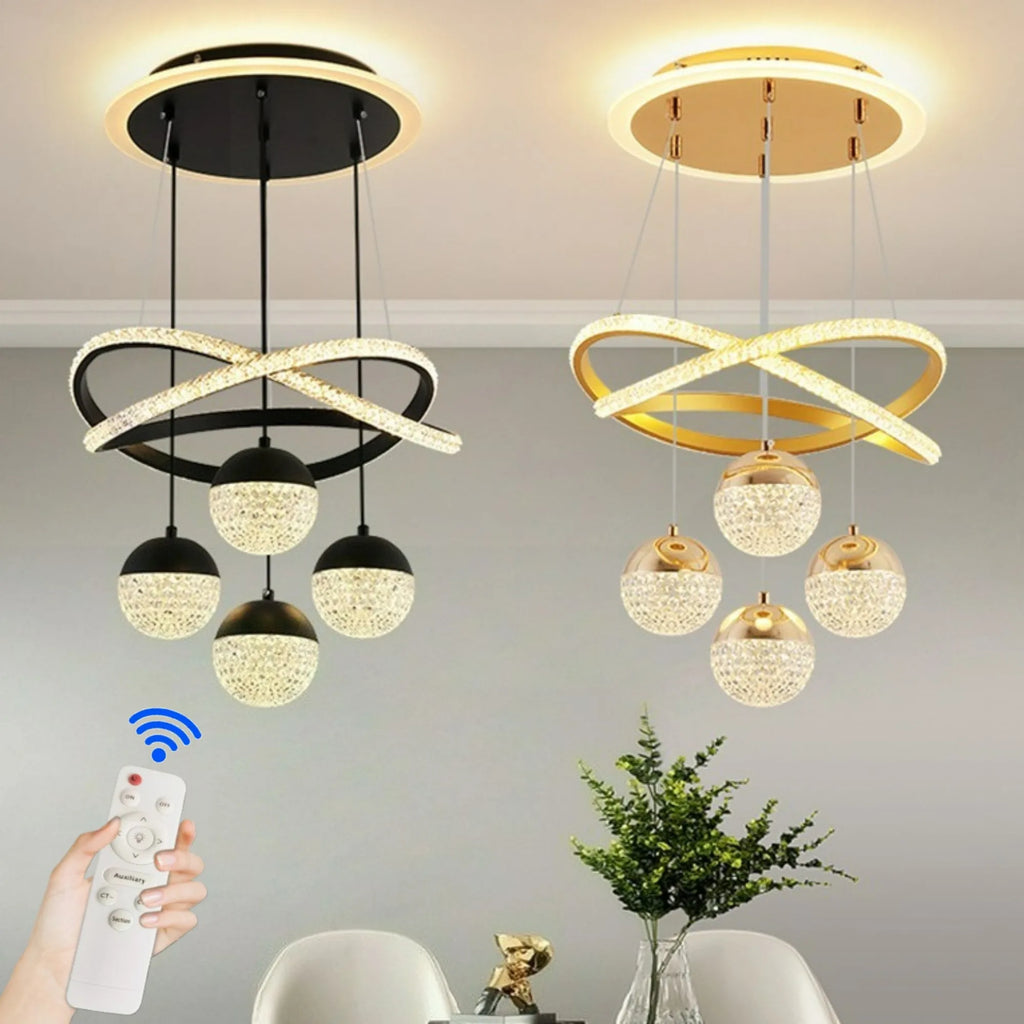Suspension LED avec Télécommande, Intensité Lumineuse Réglable sur Trois Couleurs, Luminaire Simple pour Salon, Salle à Manger, Bar, Comptoir, Escalier