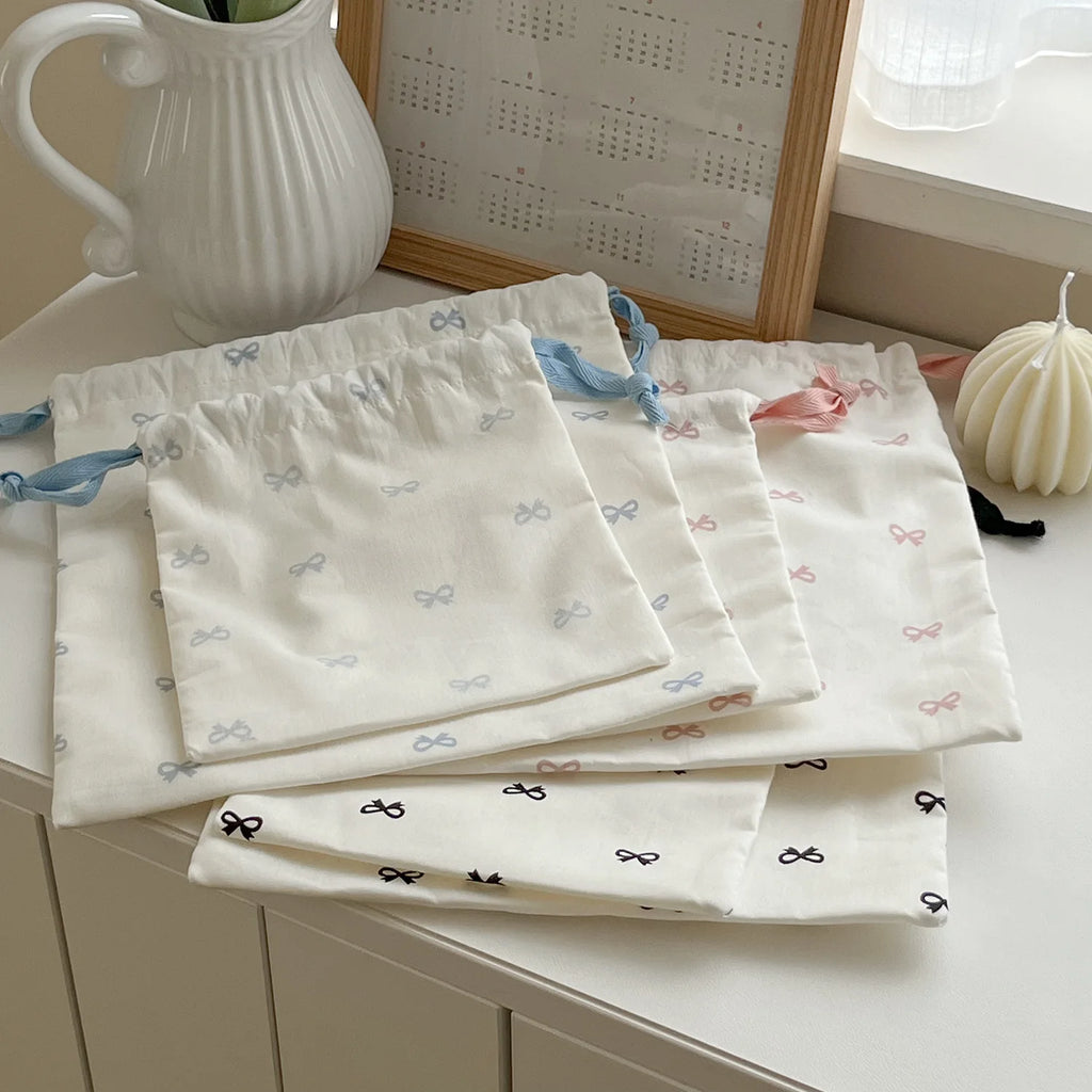Sac de rangement pour arc coréen en toile, motif Kawaii, sac à cordon, portable, pour rouge à lèvres, maquillage, voyage, organisateur d'accessoires