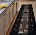 Tapis de couloir pour piste d'atterrissage d'avion, base en coton, impression 3D, motif piste d'atterrissage, noir or, avion, tapis de salon moderne, décoration de cuisine