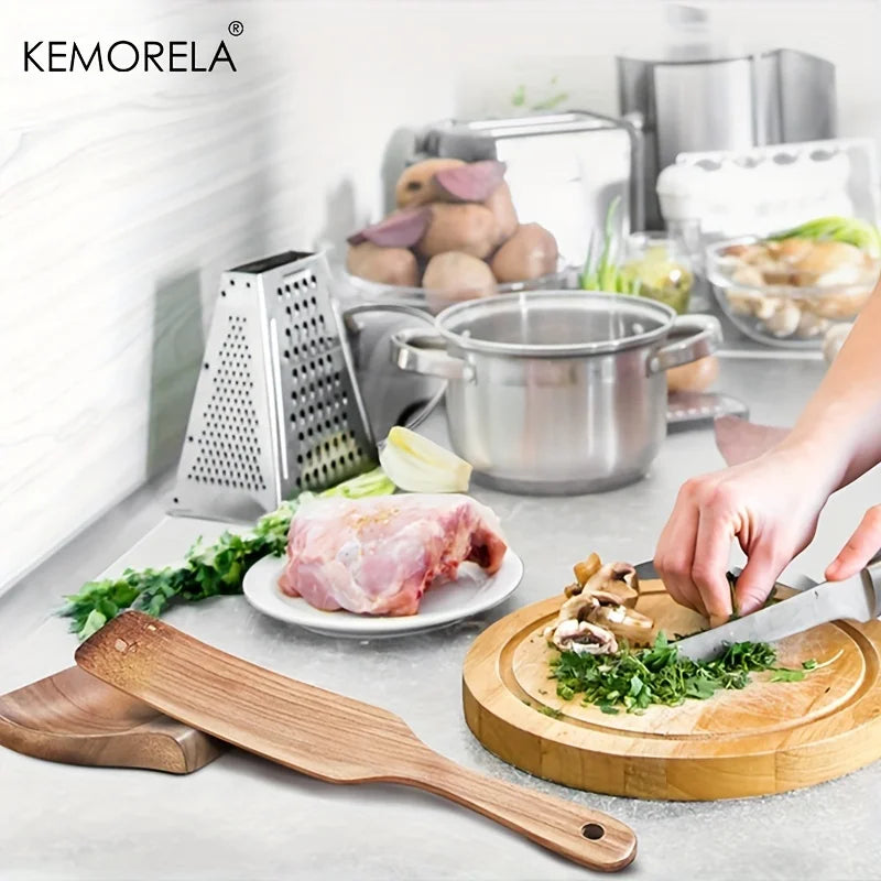 KEMORELA 1PCS Soporte de madera para cuchara, utensilio de cocina, soporte de madera para cuchara, espátula de cocina, pinzas de madera para utensilios
