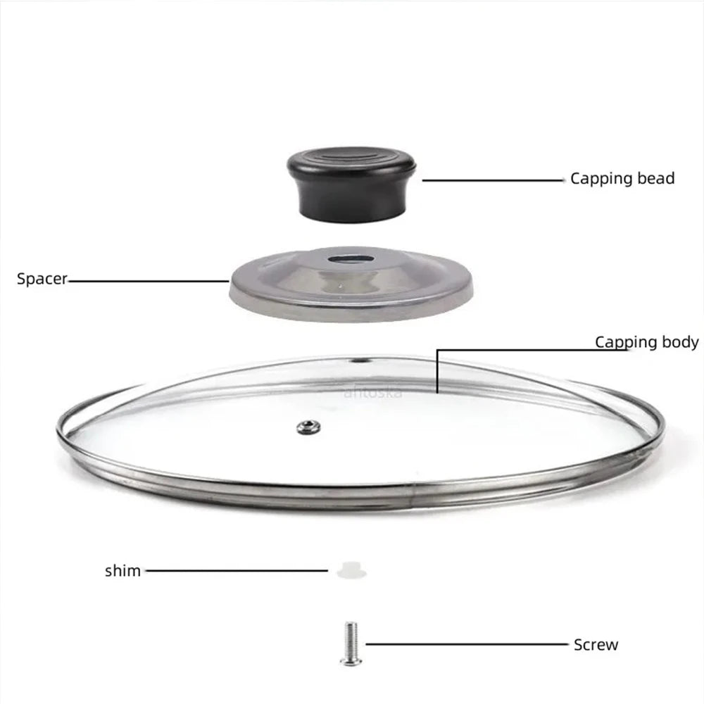 Tapa de olla de cristal templado de 16-32 cm Tapa de olla visible Tapa de olla circular antiquemaduras para freír Utensilios de cocina Accesorios de cocina