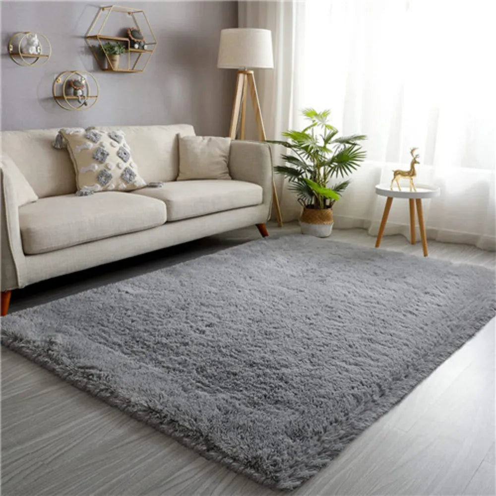 VIKAMA Alfombra de felpa suave y acogedora color malva para sala de estar, alfombra de felpa estilo escandinavo Ins para dormitorio, alfombra de decoración para el hogar