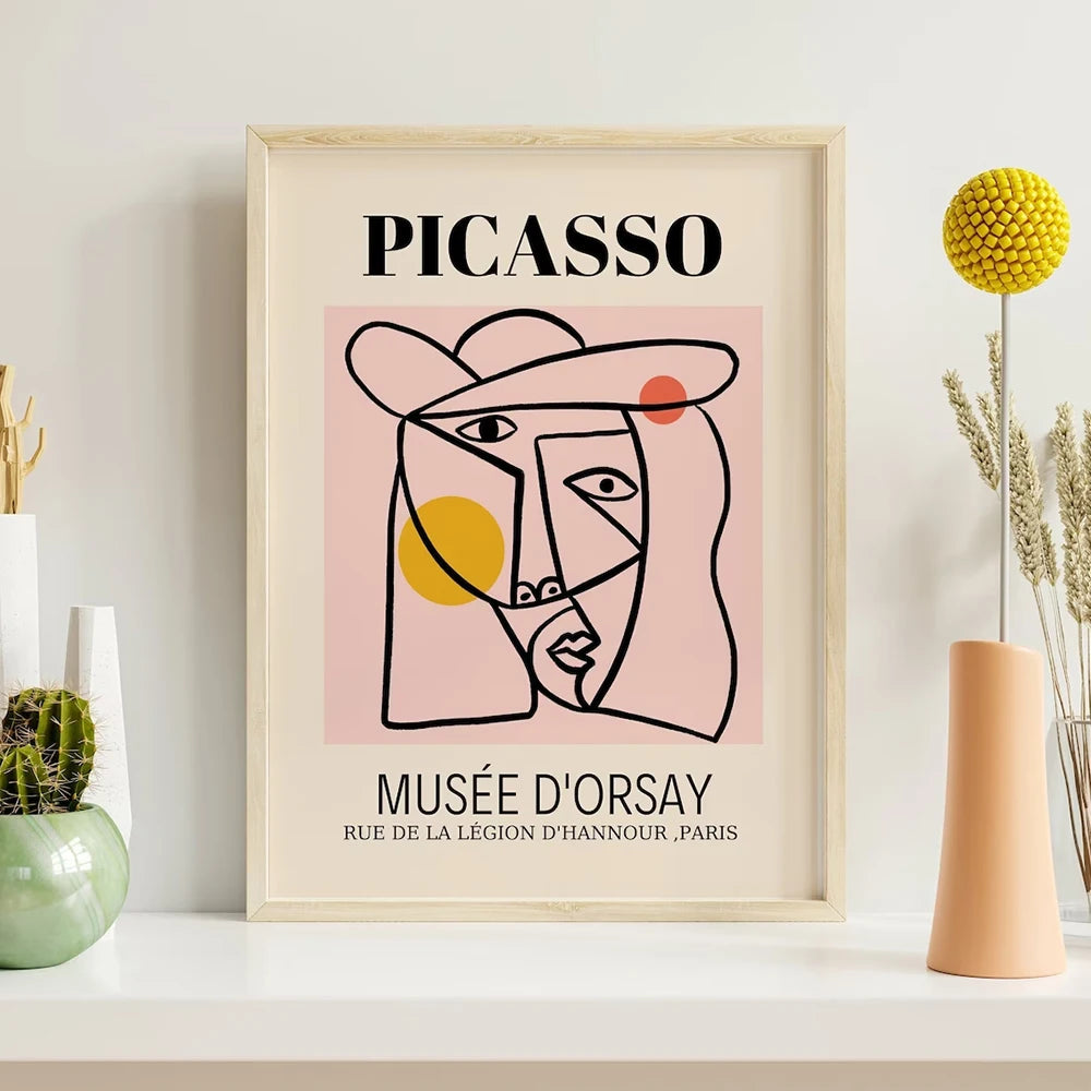 Pared de galería moderna Picasso Andy Warhol Cuadro de lienzo de pared naranja Pósters para sala de estar Decoración del hogar