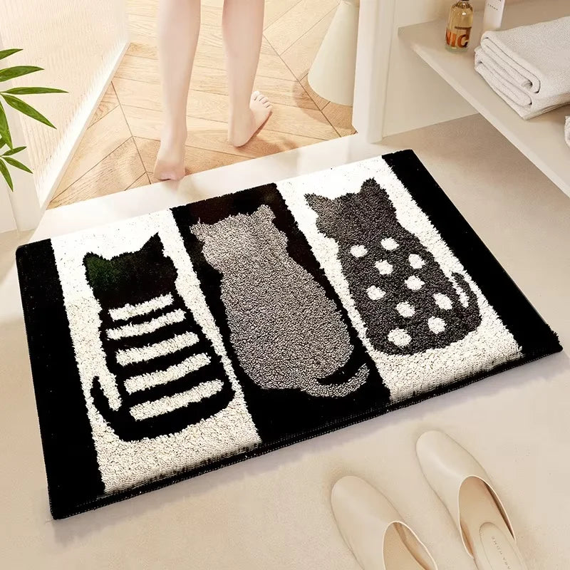 VIKAMA Alfombra de Baño Antideslizante con Diseño de Conejo, Alfombra Absorbente para Bañera, Felpudo Fácil de Limpiar y a Prueba de Polvo para Dormitorio