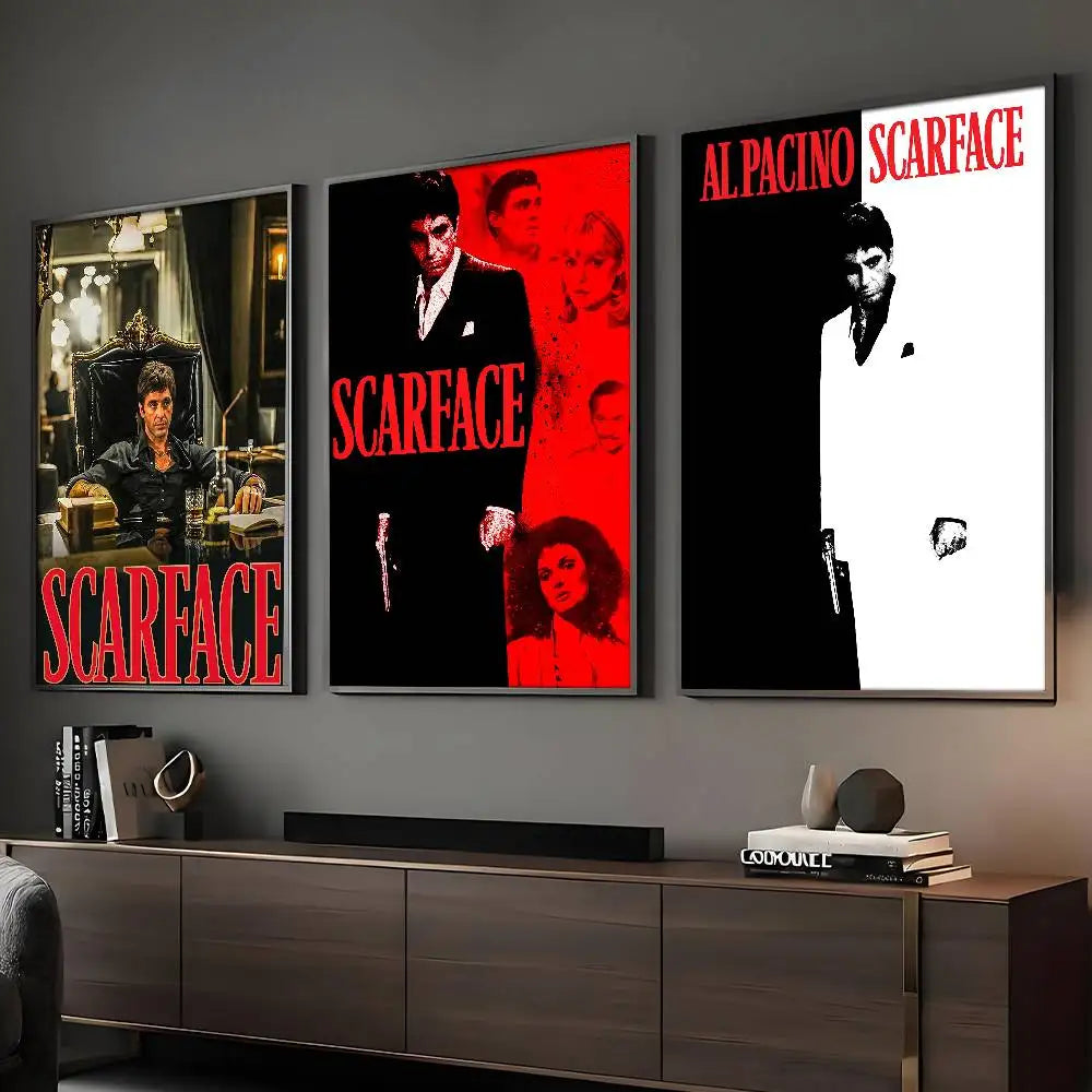 Póster HD de la película S-ScarfaceS para pared, impermeable, para sala de estar, bar