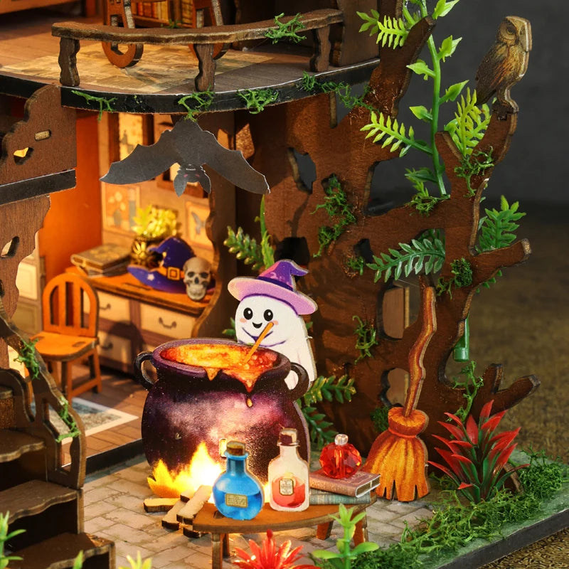 Villa Manoir Magique DIY - Kit de Maison Puzzle 3D en Bois, Cadeau Créatif d'Halloween et Décoration d'Intérieur à Collectionner