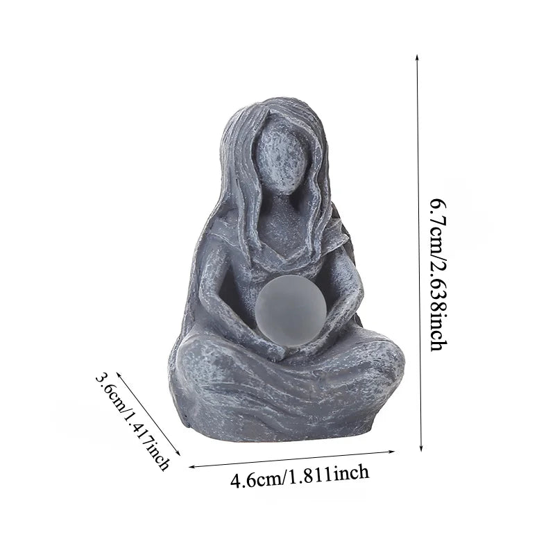 Un adorno de estatua de la diosa lunar inspirado en el zen, textura de imitación de piedra, estilo de meditación, decoración de jardín de escritorio para el hogar, artículo curativo y sanador del alma