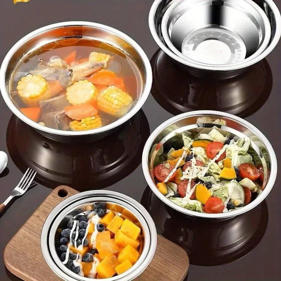 Bol à soupe de nouilles profond en acier inoxydable SUS304 pour la maison, bol mélangeur circulaire, saladier, bol en acier, bol mélangeur de riz
