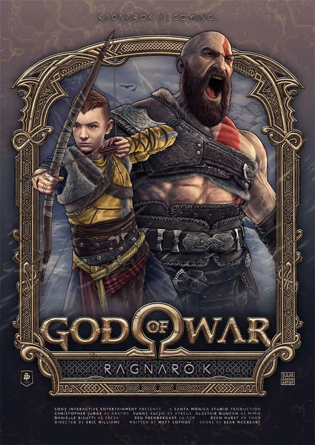 God of War Ragnarok 2022 Poster - Kratos Themed Wall Art for Gaming Room Decor