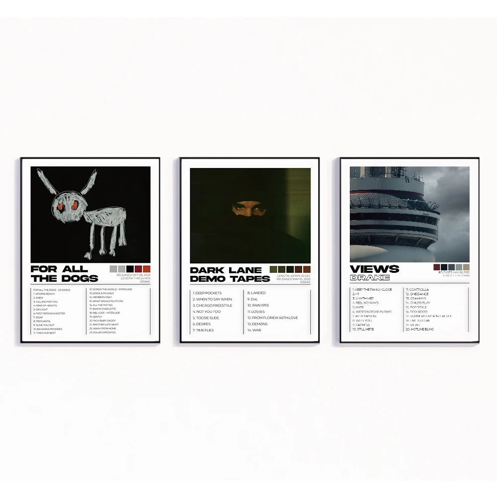 Álbumes Modernos de Drake Arte de Portada Canciones Música Rap Raperos Lienzo en Marco de Aluminio Pósteres Para Sala de Estar Decoración del Hogar
