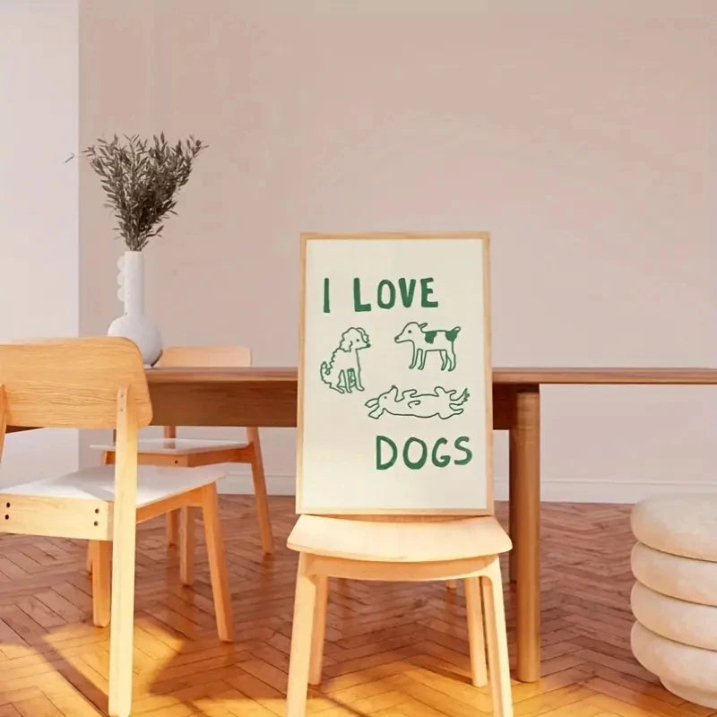 I Love Dogs Texto Y Ilustraciones Sencillas De Perros Cuadros Decorativos Lienzo Pintura Póster Para Sala De Estar Decoración Del Hogar