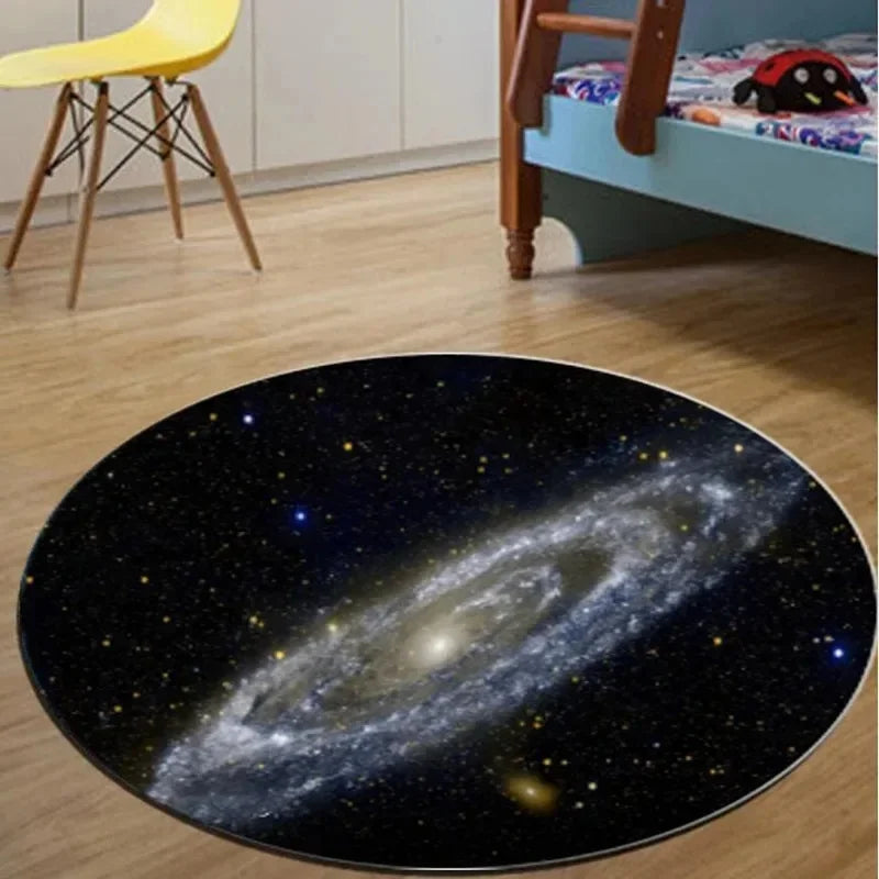 VIKAMA Alfombra redonda de franela Tierra Luna, para dormitorio, sofá, sala de estar, alfombra suave junto a la cama, alfombra insonorizada que reduce el ruido, decoración del hogar