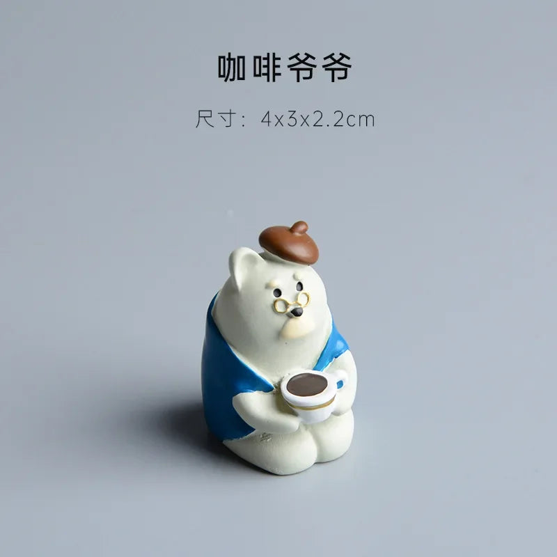 ZAKKA Miniaturas Estudio Estantería Decoración Hogar Lindo Gato de Dibujos Animados Retro Escritorio Gramófono Adorno Artesanía Accesorios Casa de Muñecas Juguete Regalo
