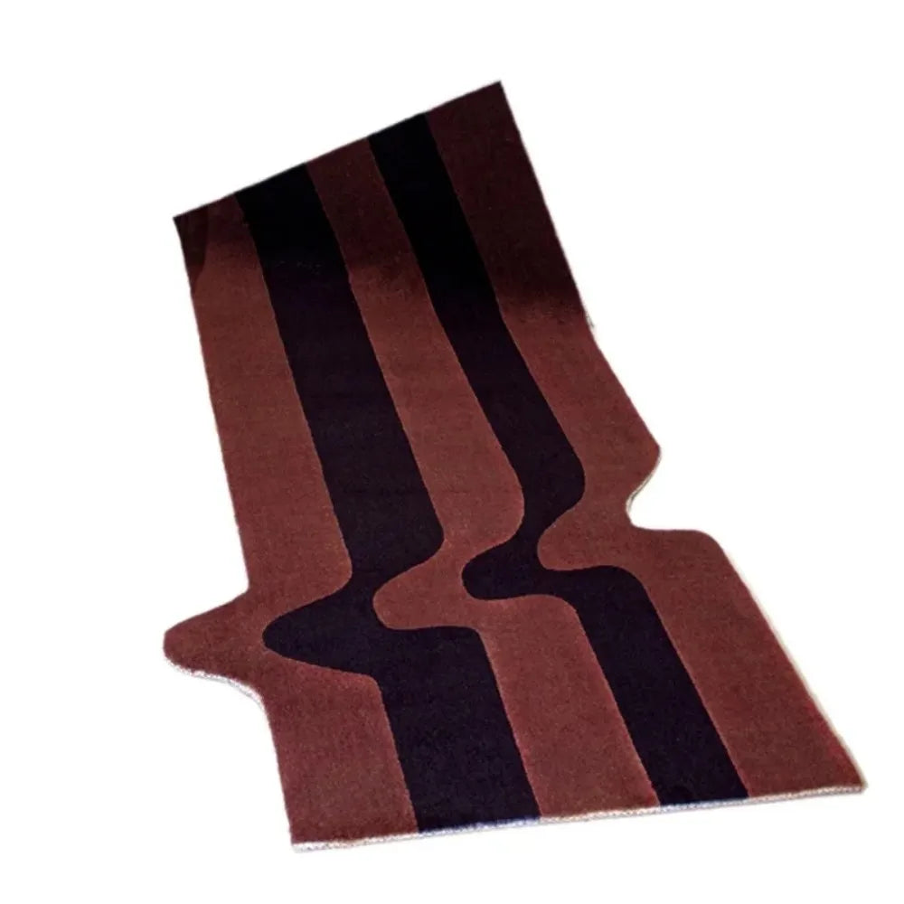 Alfombra a Rayas Onduladas Verde Oscuro VIKAMA, Antideslizante para Cabecera de Dormitorio, Estilo Nórdico, Alfombra de Suelo para Sala de Estar, Dormitorio, Decoración del Hogar