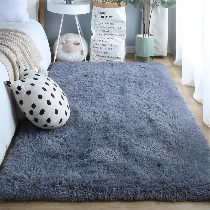 Alfombra de seda y lana VIKAMA para dormitorio, sala de estar, estilo nórdico, tapetes para el hogar, decoración del hogar
