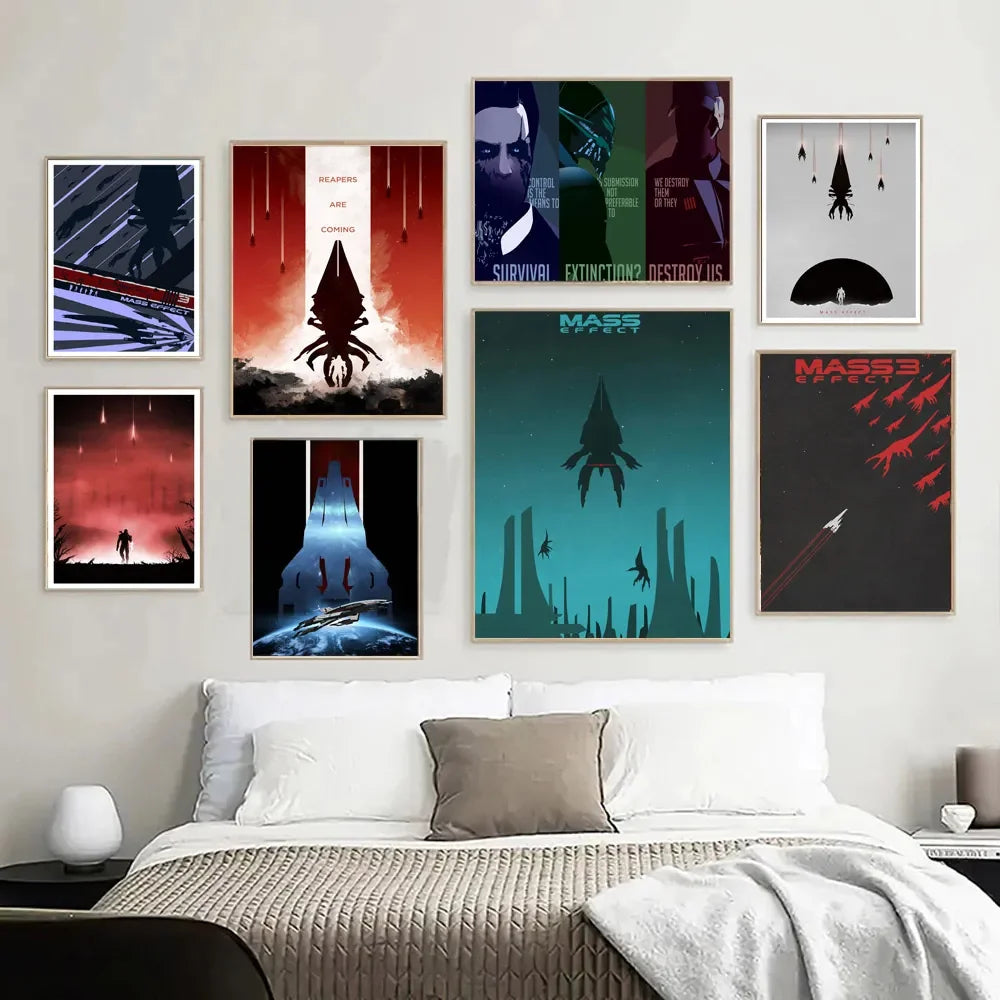 NT1464 Affiche Mass Effect Minimaliste Classique Jeu Cadeau Affiches Et Impressions Art Mural Toile Peinture Pour Décoration De Chambre À Coucher