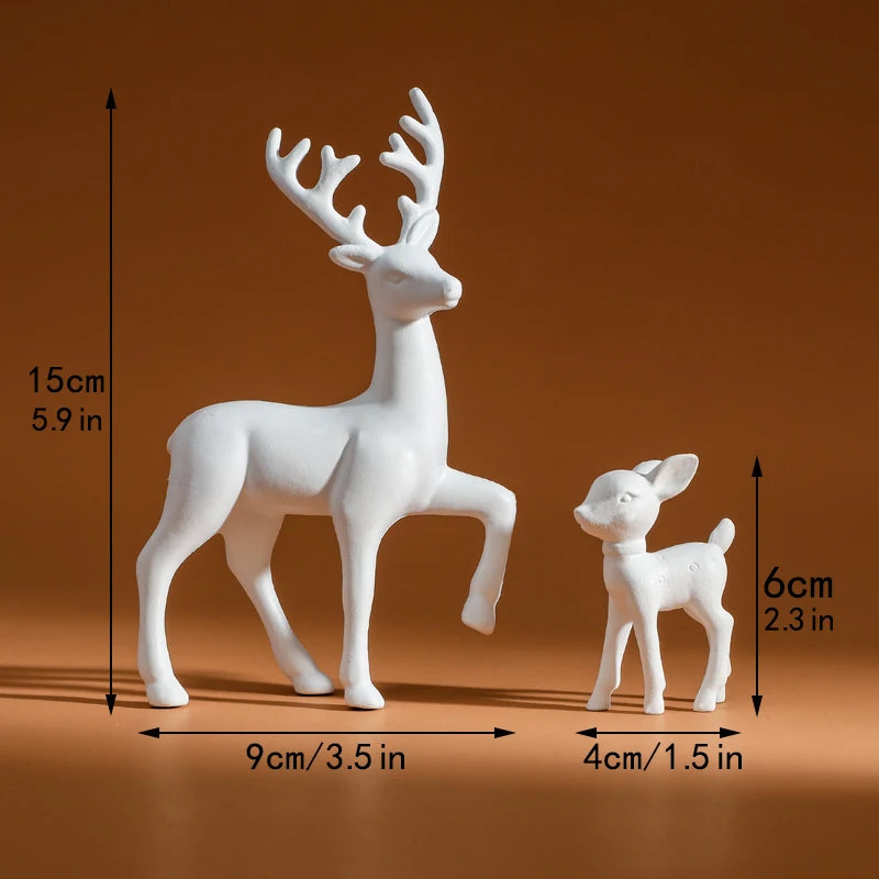 Décor de chambre Mère Biche Sculptures mignonnes pour chambre d'enfant Miniatures Kawaii Sculptures Décoration de Noël à la maison Figurines de faon
