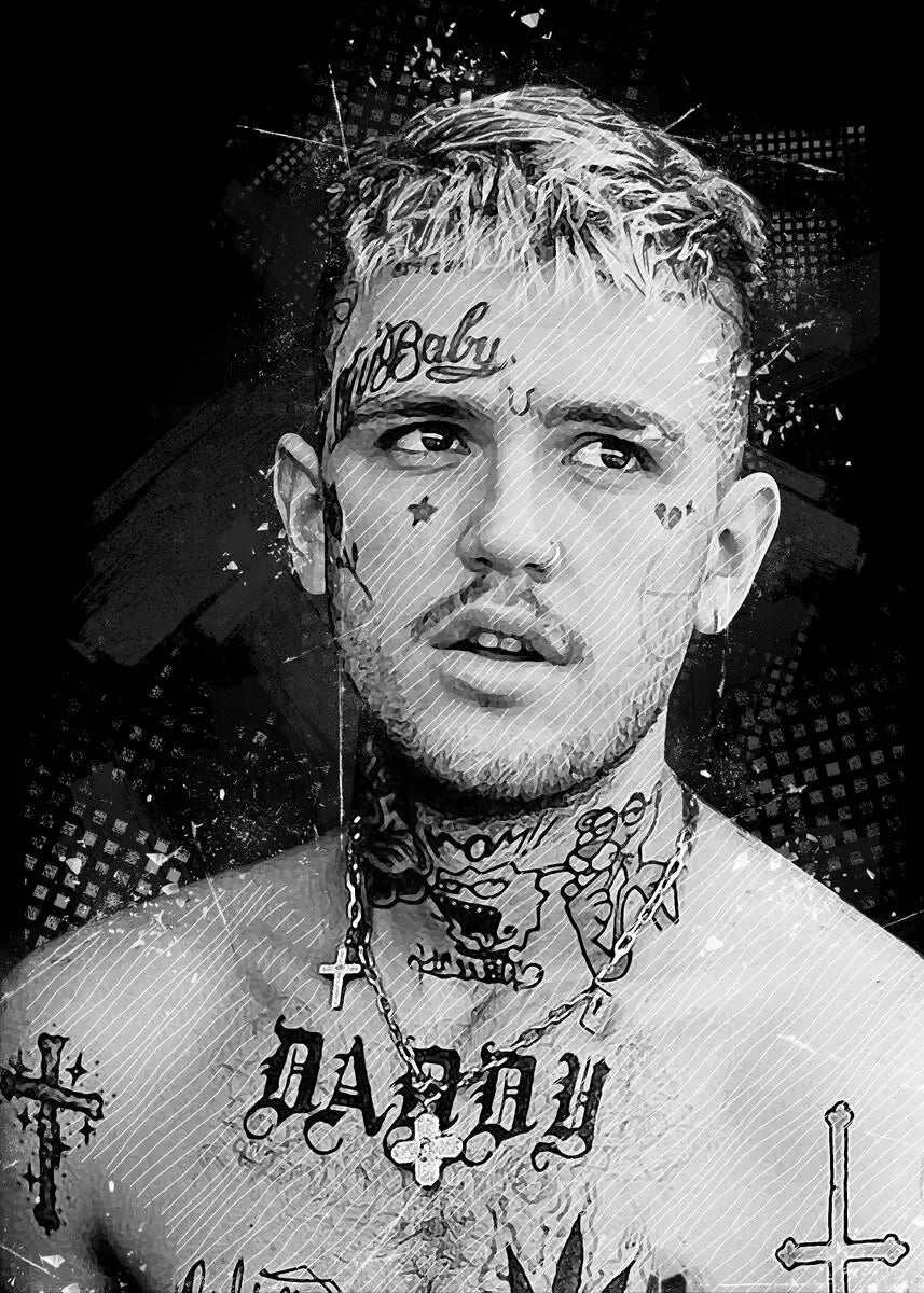 Lil Peep Retro Poster - Vintage Black & White Canvas Wall Art for Hip Hop Fans, Room Decor Aesthetic