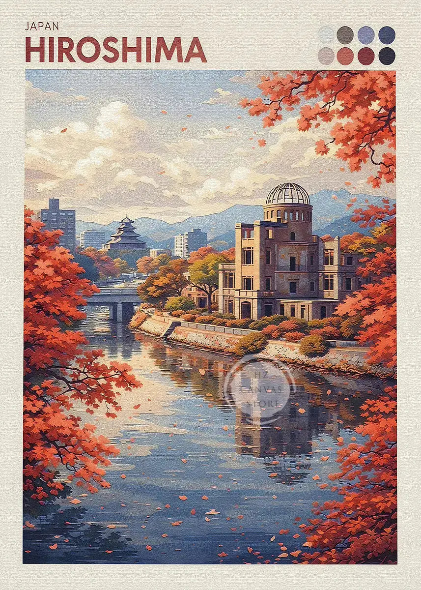 Japan Cityscape Poster Tokyo Shizuoka Cherry Blossoms Mt.Fuji Autumn Torii Gate Okayama Castle Canvas Print Living Room Decor