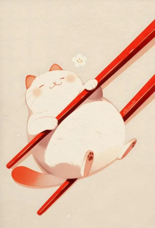 Póster Vintage Japonés Gato Comiendo Ramen Sushi Maneki Neko Arte de Pared de Cocina Gato Japonés Neko Decoración de Pared Lienzo Pintura Restaurante