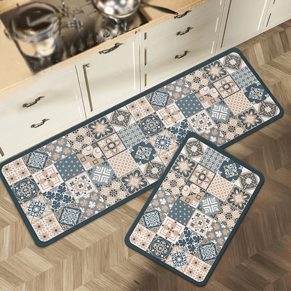VIKAMA 1/2PCS Alfombra de cocina resistente al aceite, alfombra de baño absorbente de secado rápido, felpudo antideslizante para decoración del hogar